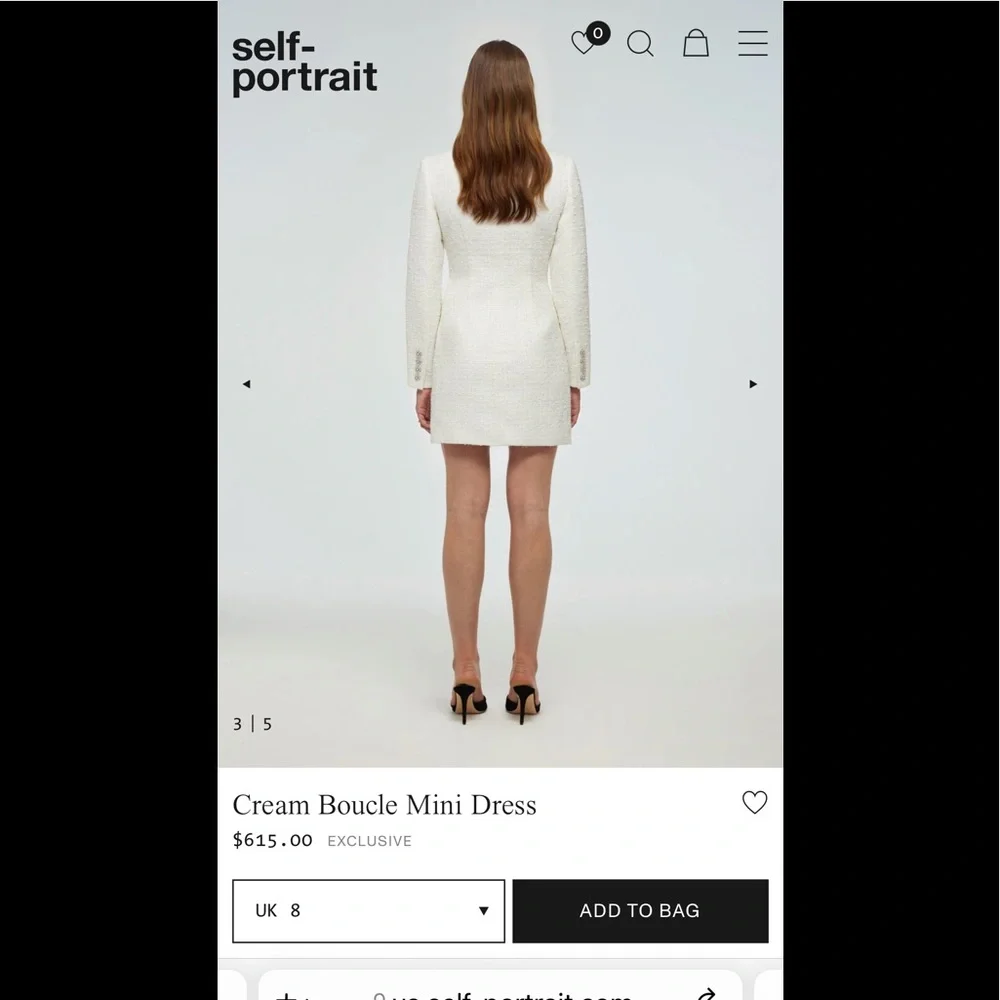 2022 spring Self-Portrait Cream Boucle Mini Dress - Picture 3 of 14